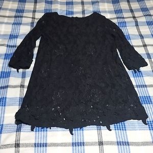 Black Crochet/Lace Top